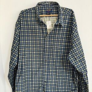 Gulf Traders Classic Mens Flannel shirt xxl Plaid Button-up 100% cotton blue 2xl